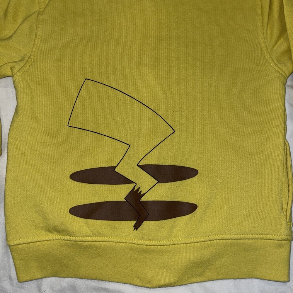 Pokemon Pikachu Face Hoodie Size Small Youth Sweatshirt Zipper Front Yellow - Picture 10 of 13